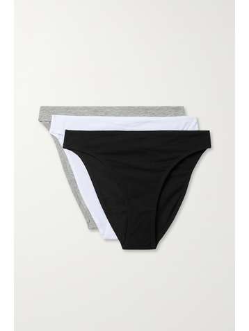 SKIN + NET SUSTAIN Galen set of three stretch-organic Pima cotton briefs