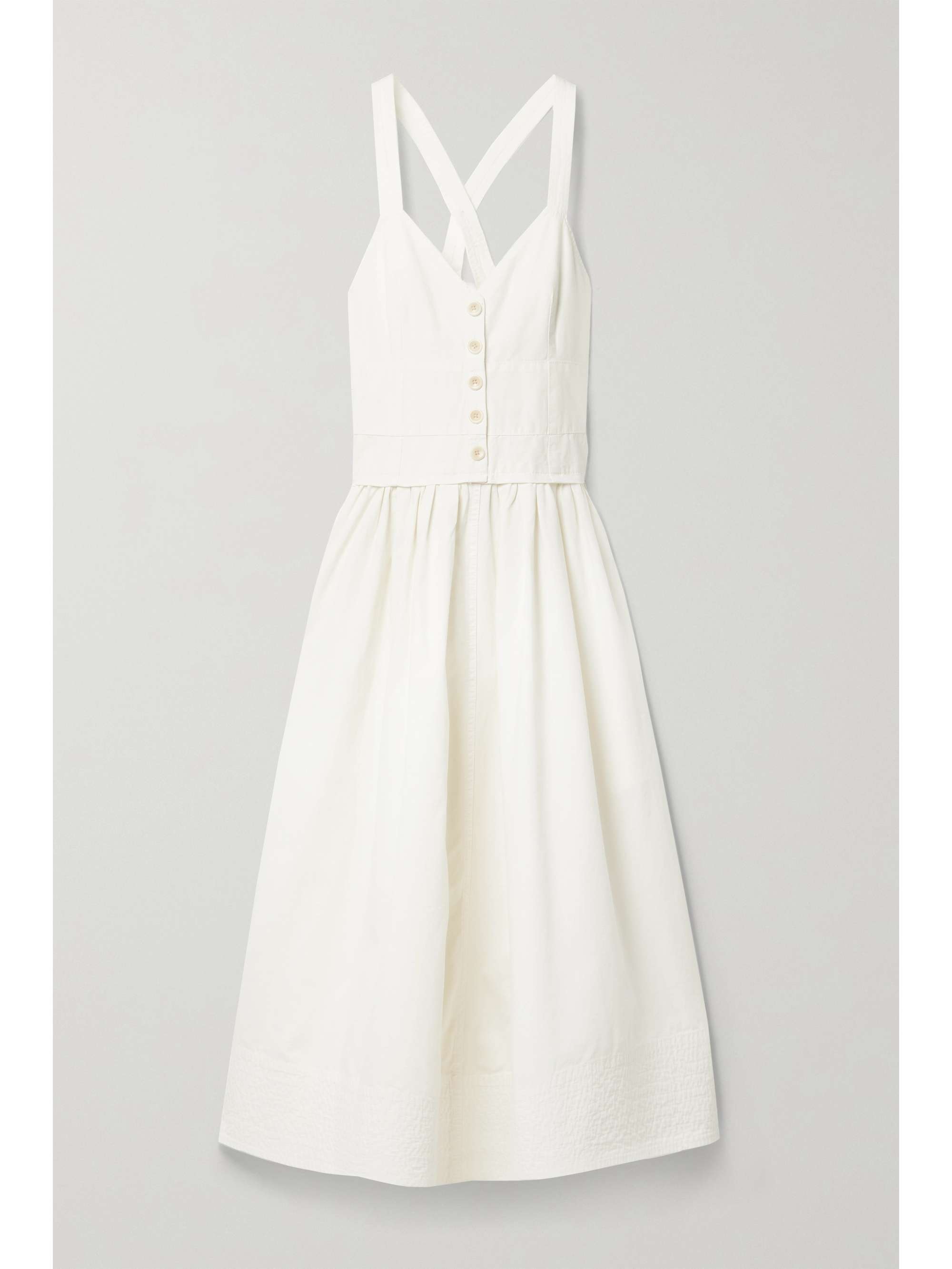 Ecru Cotton-canvas midi dress | PROENZA 