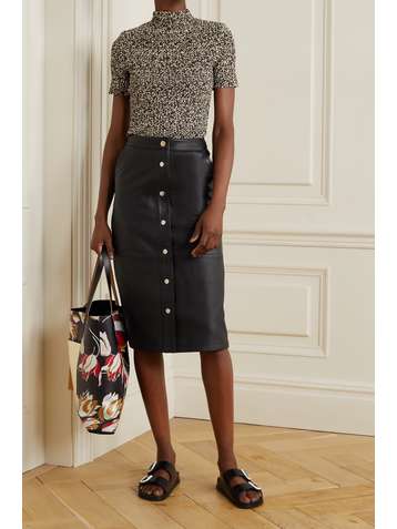 PROENZA SCHOULER WHITE LABEL Shirred floral-print stretch-jersey top