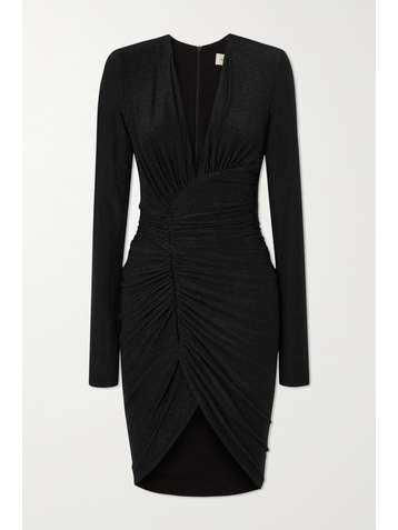 ALEXANDRE VAUTHIER Ruched glittered stretch-jersey mini dress