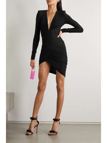 ALEXANDRE VAUTHIER Ruched glittered stretch-jersey mini dress