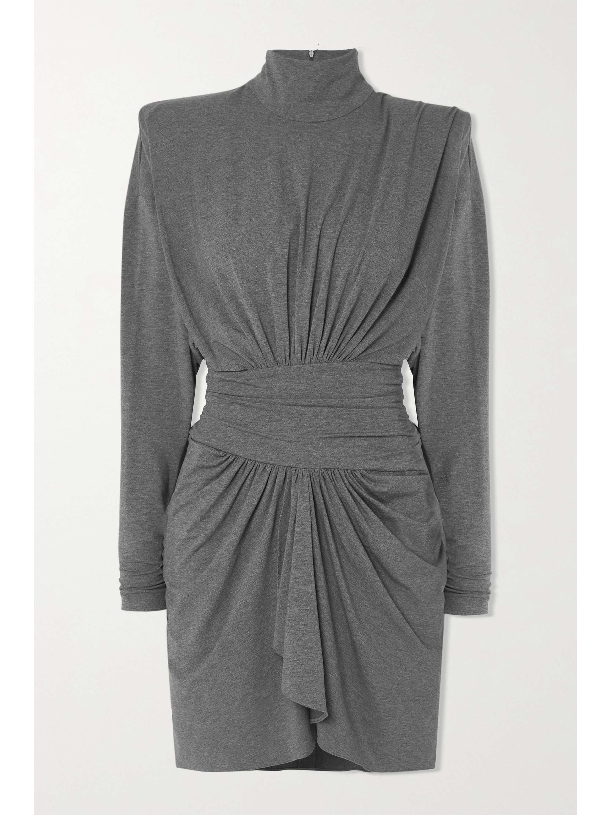 Gray Gathered stretch-jersey mini dress 