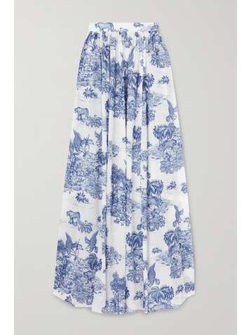 DUNDAS Gathered printed cotton-voile maxi skirt