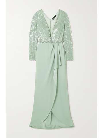 JENNY PACKHAM Robe du soir en crêpe à ornements et à finitions en tulle Veronika