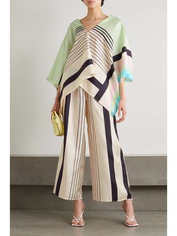 LOUISA PARRIS Majorca Oberteil aus gestreiftem Seiden-Twill