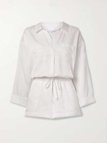 CAMI NYC Constanse cotton and silk-blend jacquard playsuit