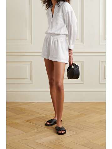 CAMI NYC Constanse cotton and silk-blend jacquard playsuit