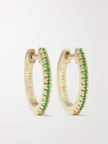 MATEO 14-karat gold emerald hoop earrings