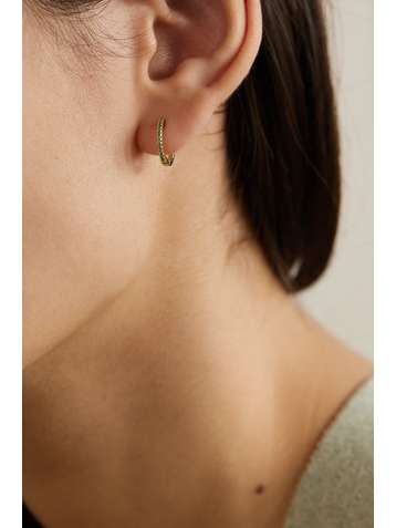 MATEO 14-karat gold emerald hoop earrings