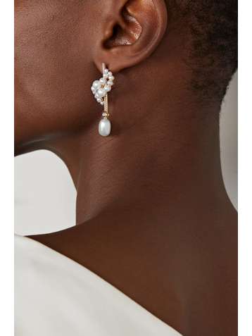 MATEO 14-karat gold, pearl and diamond earrings