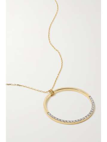 MATEO Half Moon 14-karat gold diamond necklace