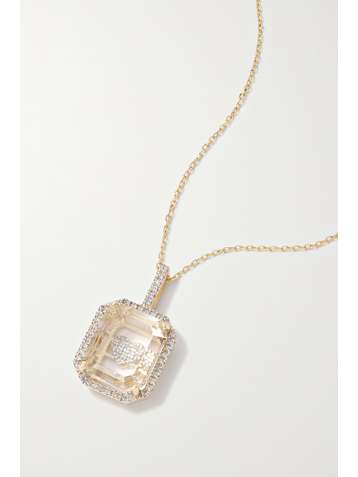 MATEO Secret Heart 14-karat gold, quartz and diamond necklace