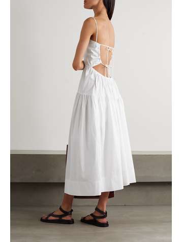 BASSIKE + NET SUSTAIN open-back tiered cotton-poplin dress