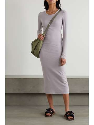 NINETY PERCENT + NET SUSTAIN ribbed organic cotton-blend jersey midi dress