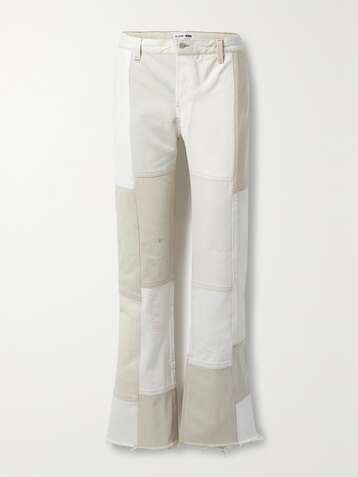 RE/DONE 70s patchwork frayed high-rise straight-leg jeans