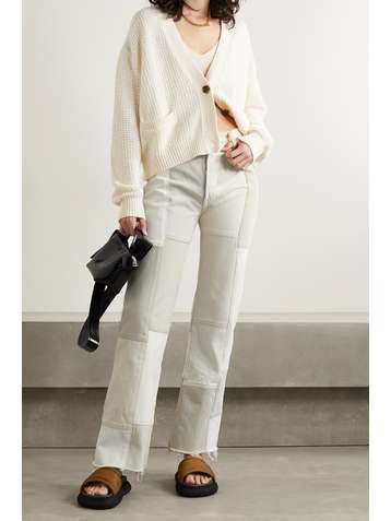 RE/DONE 70s patchwork frayed high-rise straight-leg jeans