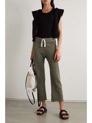JAMES PERSE Cropped Supima cotton-terry track pants