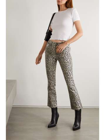 R13 Kick Fit leopard-print mid-rise flared jeans