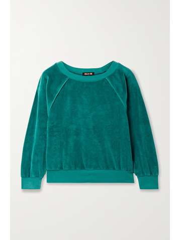 SUZIE KONDI Cropped cotton-blend velour sweatshirt
