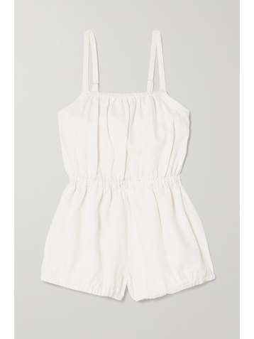 SUZIE KONDI Safari gathered linen playsuit