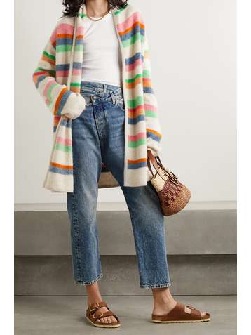 THE ELDER STATESMAN Striped cashmere cardigan