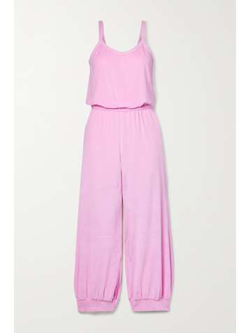 SUZIE KONDI Tank cropped cotton-blend velour jumpsuit