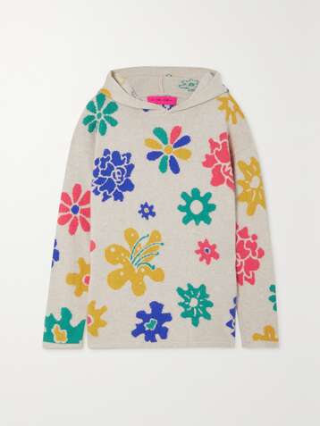 THE ELDER STATESMAN Sound Flowers intarsia cashmere hoodie