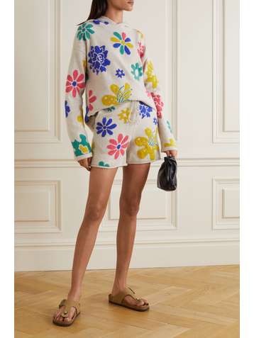 THE ELDER STATESMAN Sound Flowers intarsia cashmere hoodie
