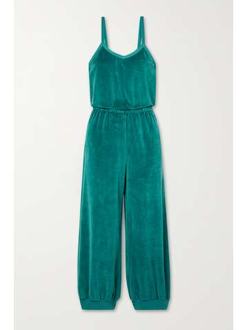 SUZIE KONDI Tank cropped cotton-blend velour jumpsuit