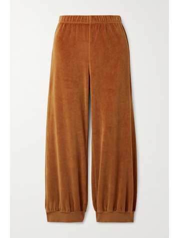 SUZIE KONDI Cropped cotton-blend velour track pants