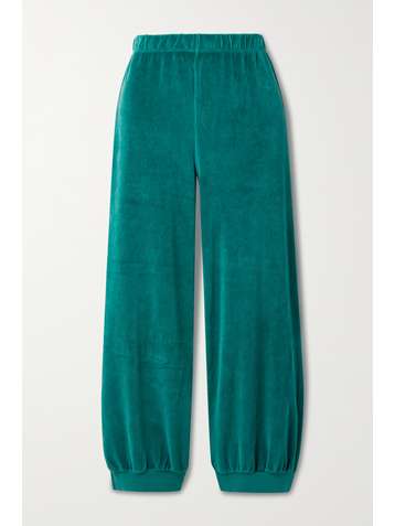 SUZIE KONDI Cropped cotton-blend velour track pants