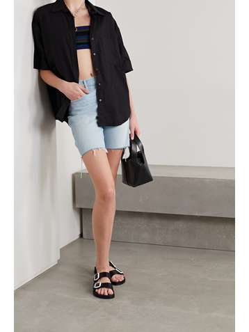MOTHER The Tripper frayed denim shorts