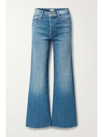 MOTHER The Tomcat Roller frayed high-rise wide-leg jeans