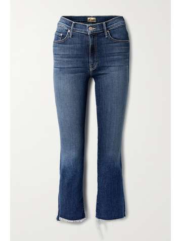 MOTHER The Insider cropped frayed high-rise flared jeans