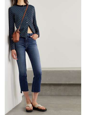 MOTHER The Insider cropped frayed high-rise flared jeans