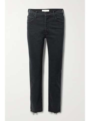 MOTHER The Scrapper frayed high-rise straight-leg jeans