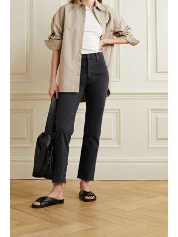 MOTHER The Scrapper frayed high-rise straight-leg jeans