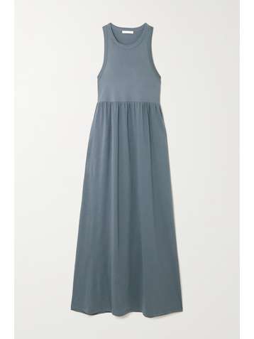 NINETY PERCENT + NET SUSTAIN gathered organic cotton-jersey maxi dress