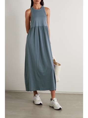NINETY PERCENT + NET SUSTAIN gathered organic cotton-jersey maxi dress