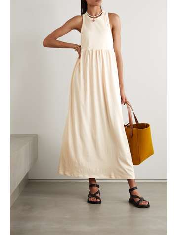 NINETY PERCENT + NET SUSTAIN gathered organic cotton-jersey maxi dress