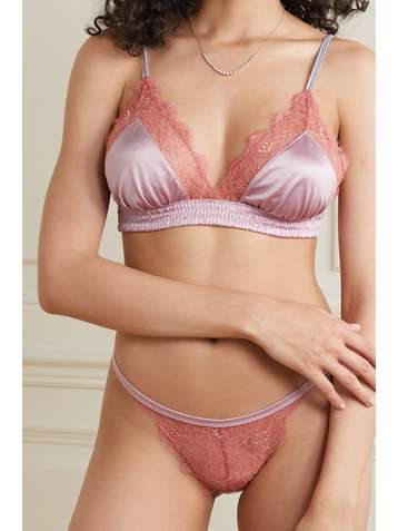 LOVE STORIES Love lace-trimmed stretch-satin soft-cup triangle bra