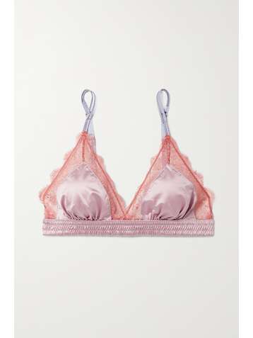 LOVE STORIES Love lace-trimmed stretch-satin soft-cup triangle bra