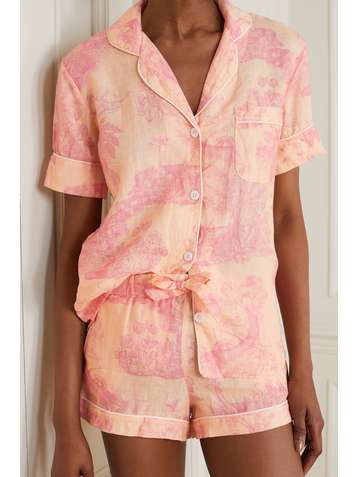 DESMOND & DEMPSEY Lowland Forest printed linen pajama set