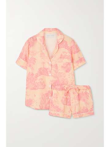 DESMOND & DEMPSEY Lowland Forest printed linen pajama set