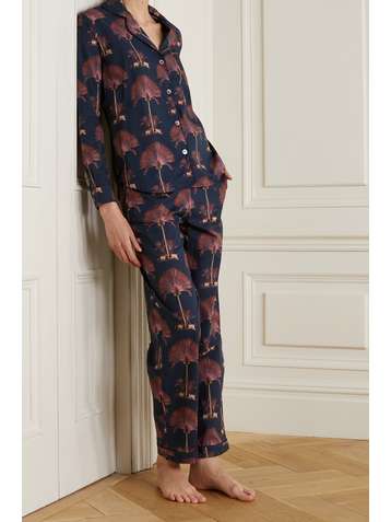 DESMOND & DEMPSEY Printed cotton-voile pajama set