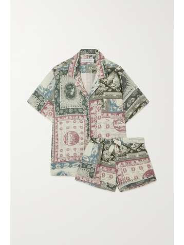 DESMOND & DEMPSEY Printed linen pajama set