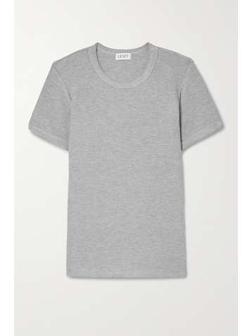 LESET Willow brushed waffle-knit T-shirt