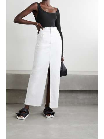 ALIX NYC Luna String-Body aus geripptem Jersey aus Stretch-Modal mit asymmetrischer Schulterpartie