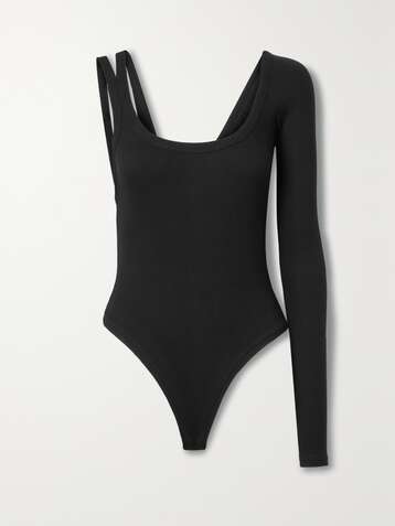 ALIX NYC Luna String-Body aus geripptem Jersey aus Stretch-Modal mit asymmetrischer Schulterpartie