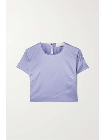 FLEUR DU MAL Verkürztes Pyjama-Oberteil aus Satin aus Stretch-Seide